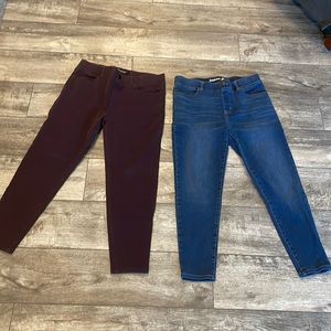 Betabrand skinny leg yoga denim size Large petite 2 pair purple & denim